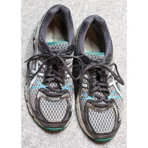 Asics Womens Gel Flux T3D9N White Blue Lace Up Running Athletic Shoes Size 8